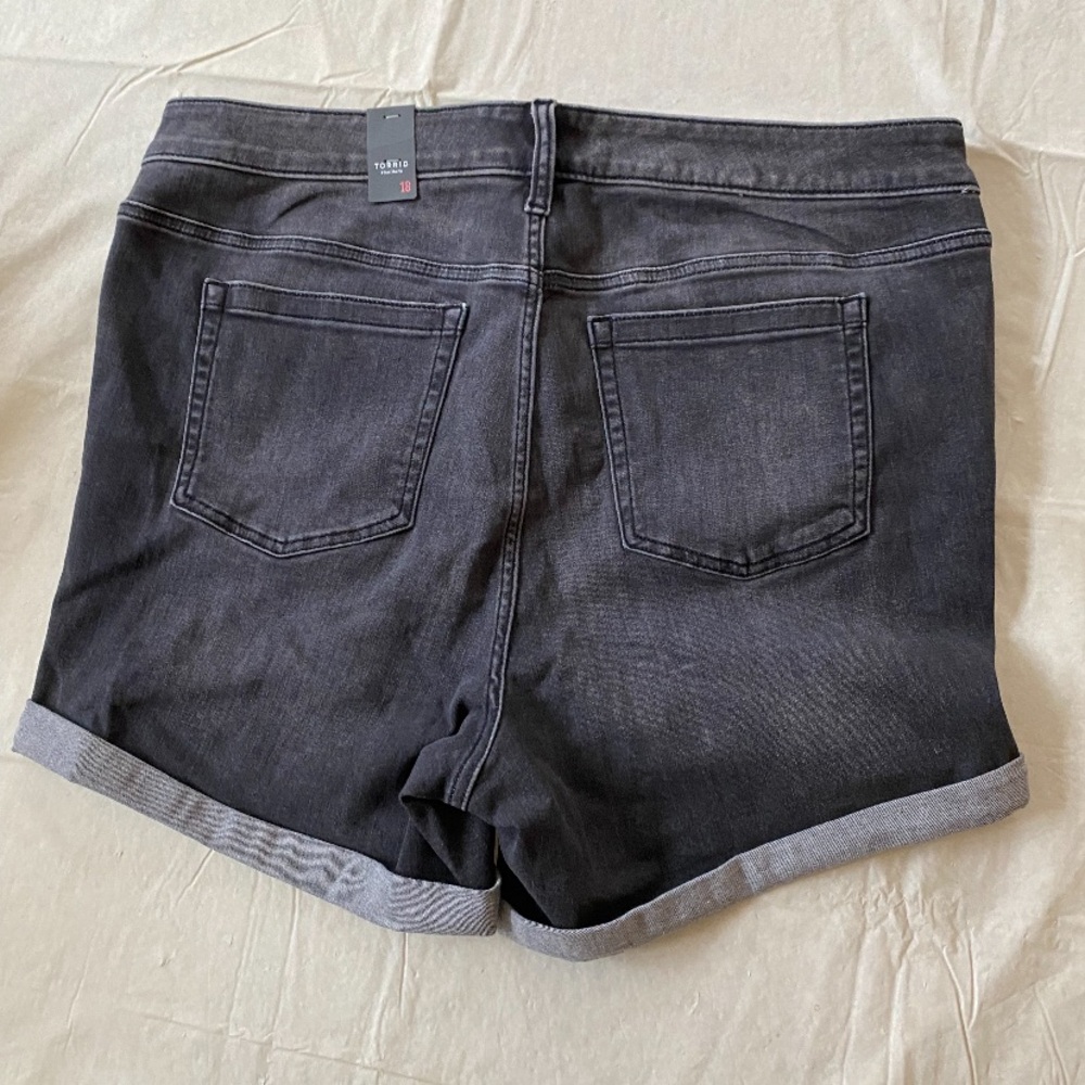 torrid Black Distressed Denim Jean Shorts - Picture 7 of 15